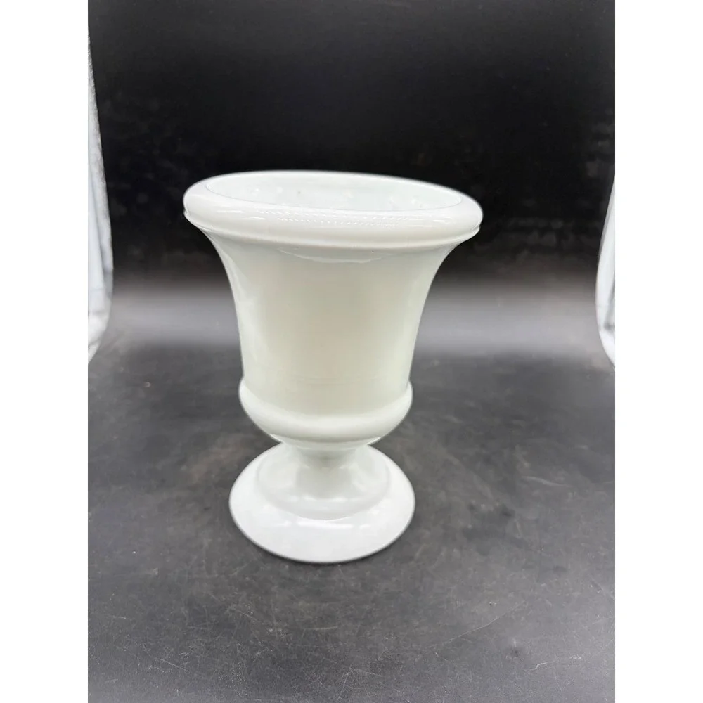 Vintage Milk Glass Pedestal Vase White Footed Urn Flared Rim 6.25 Inch